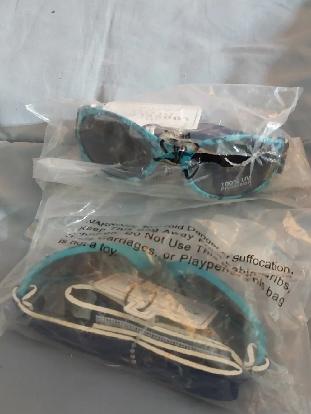 Looseleaf Two Pair Shark Print Baby Sunglasses in Teal Blue